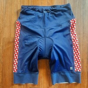 Sweaty Betty All Day 9 Inch Padded Bike Cycle Shorts in Navy Blue Size Small